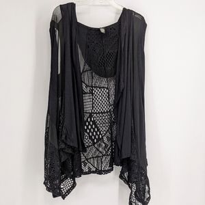 1X Mixed media Open cardigan